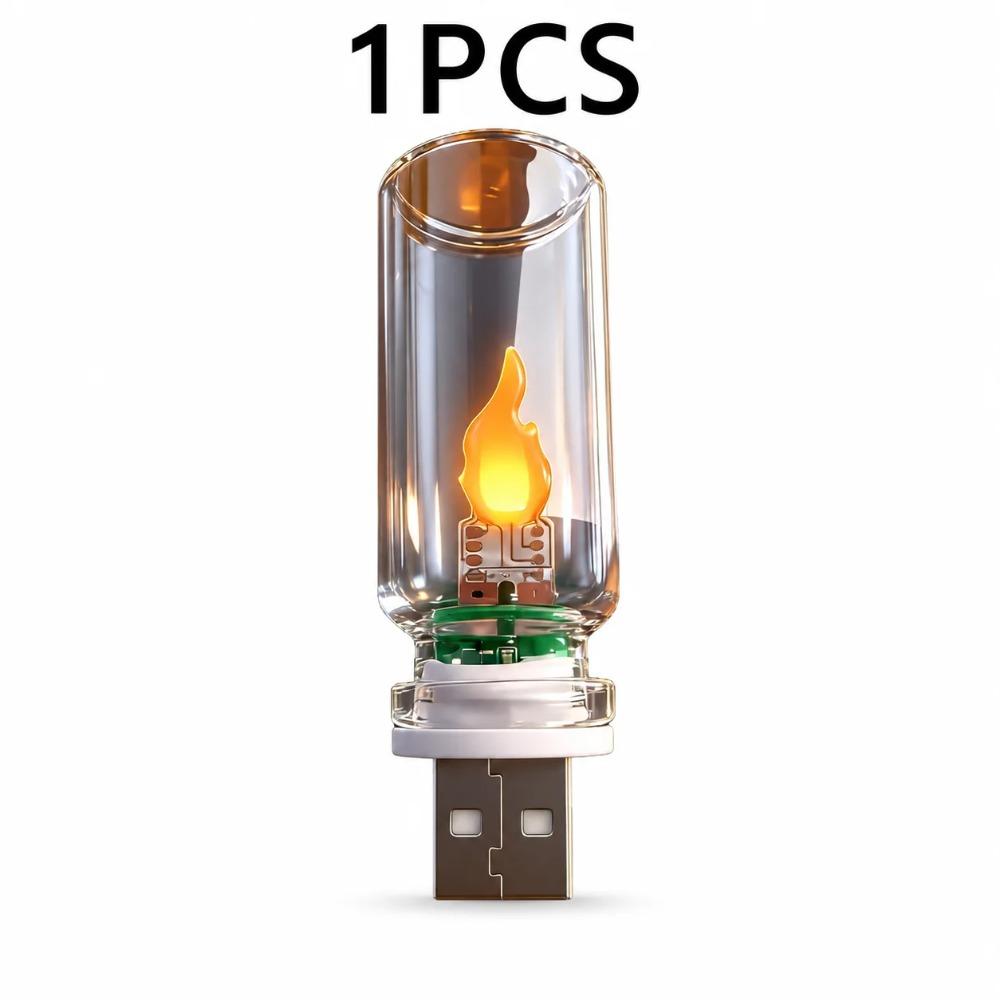 Имитация пламени USB свеча-светильник Мерцающий светодиод Матовое прозрачное стекло Ночник для автомобиля дома комнаты ноутбука Праздничное украшение
