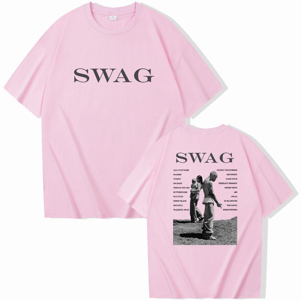 Bieber SWAG 2025 Джастин Альбом Женская Футболка 2-сторонняя Круглый вырез Короткий рукав Футболки Подарок для фанатов Женская одежда