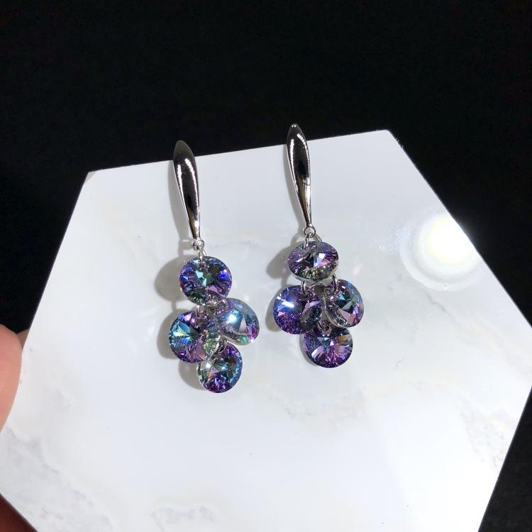 Австрийские серьги из супер-блестящего хрусталя, серьги-пусеты, нишевые серьги с высококлассным темпераментом, длинные простые серьги, серебряные иглы 925 пробы.