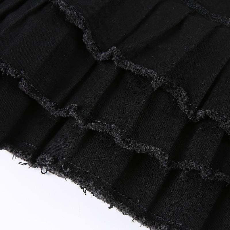 Women's Summer New Personality Street Fashion Trend Splicing Straps Diablo Style Pleated Skirt