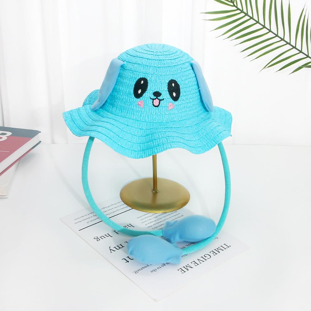 Moving Ears Rabbit Straw Hats Breathable Sun Hat Multifunctional Children's Hats  Summer Girls Boys