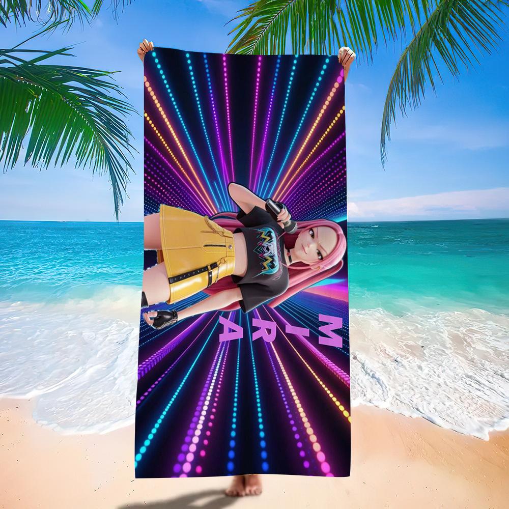 Trend Character Digital Print Double Sided Flannel Microfiber Beach Towel Quick Dry Absorbent Bath Towel