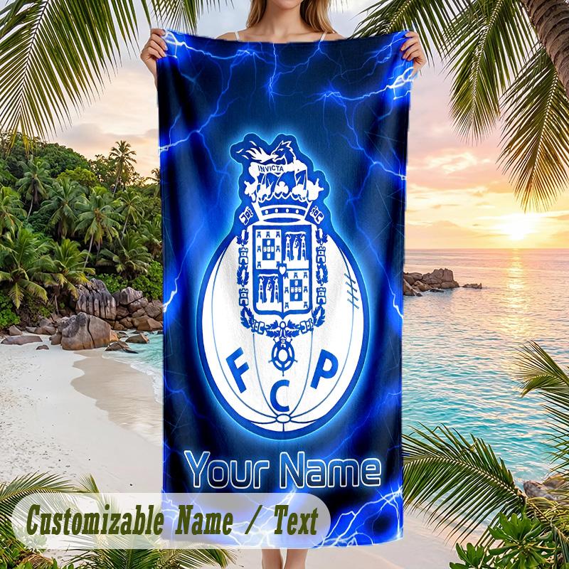 Beach Towel FC Porto Print Custom Name Text Soft Towel for Swimming Pool
