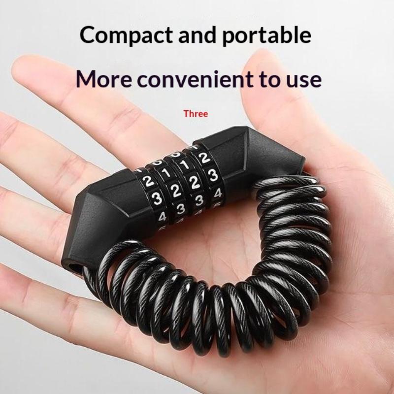 Motorcycle Bicycle Anti-Theft Chain 4-Digit Password Combination Helmet Lock Safety Portable Cable Lock Durable Wire Rope