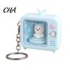 Fun Rotating Doll Toy Animal TV Keychain, Funny Retro Television Shaped Keychain with Portable Travel Lighting LED Light, Cartoon Keyring Gift
