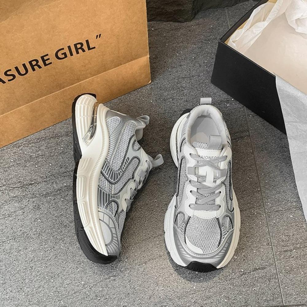 Лето 2025 Новые Женские Сетчатые Инс Папины Кроссовки Массивная Подошва Универсальная Спортивная Обувь Повседневные Кроссовки Уличного Стиля