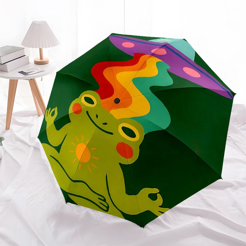 1pc Frog UFO Auto Open/close, All-Season Portable Folding Umbrella for Women & Men, Travel, Everyday, Formal Events - Compact Luxury Parasol, Outdoor