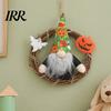 Faceless Gnome Wreath Halloween Wreath, Rattan Rustic Hanging Decoration Pumpkin Wall Ornament with Ghost for Front Door Holiday Party Decor Festive