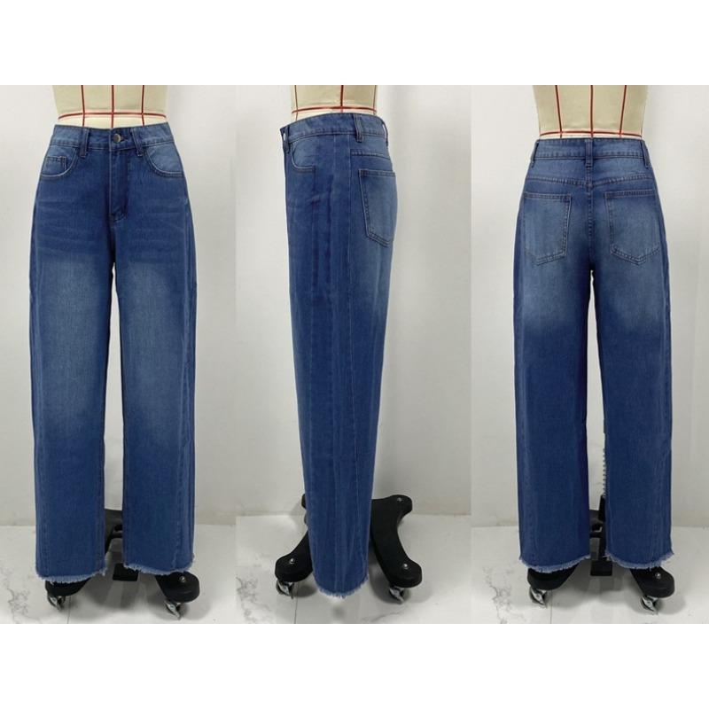 Женские джинсы свободного покроя, прямые, широкие брюки, до пола