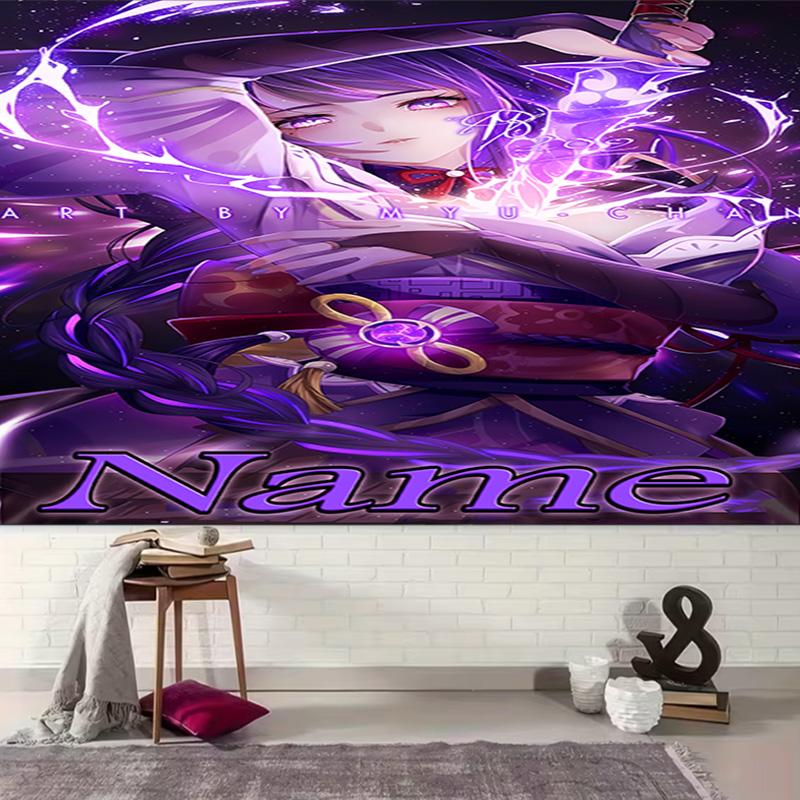 Personalized Genshin Impact Balzebub Background Tapestry,Custom Name Birthday Party,Multifunctional Wall Decoration for Home Decor,Various Occasions