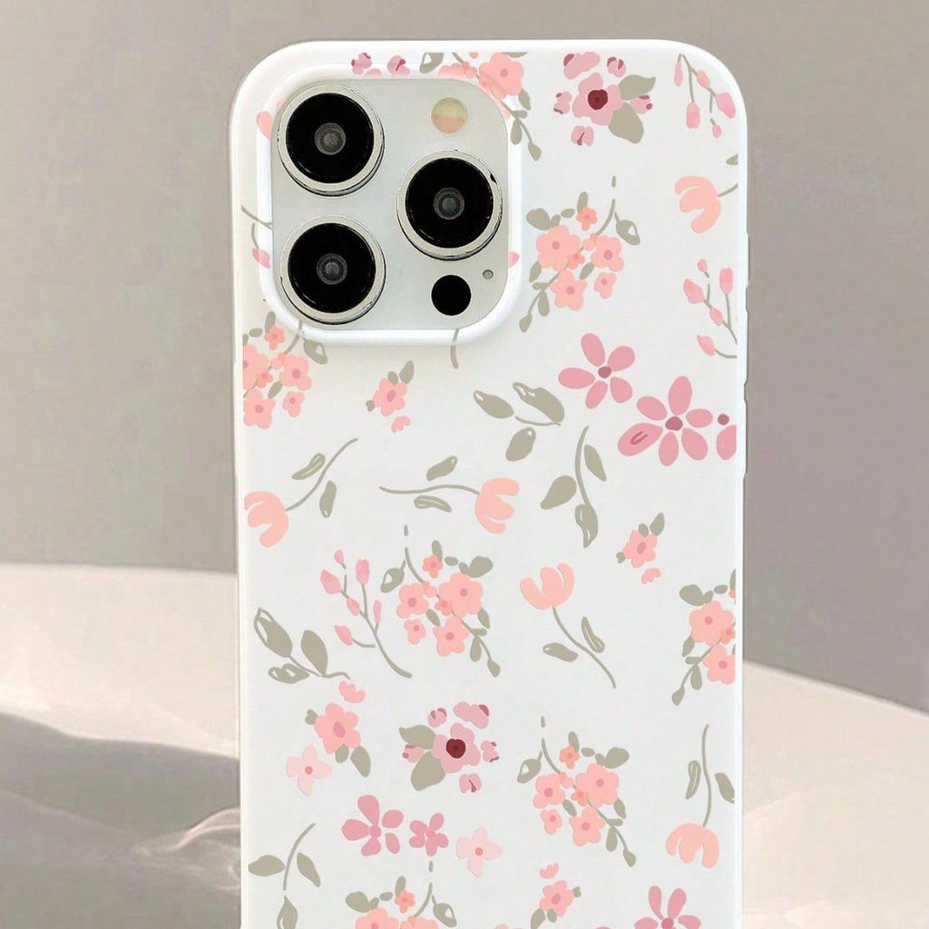 Милый розовый чехол с цветочным принтом для iPhone 16 Pro Max, Кавайный мягкий ТПУ чехол с цветочным узором, Защитный чехол