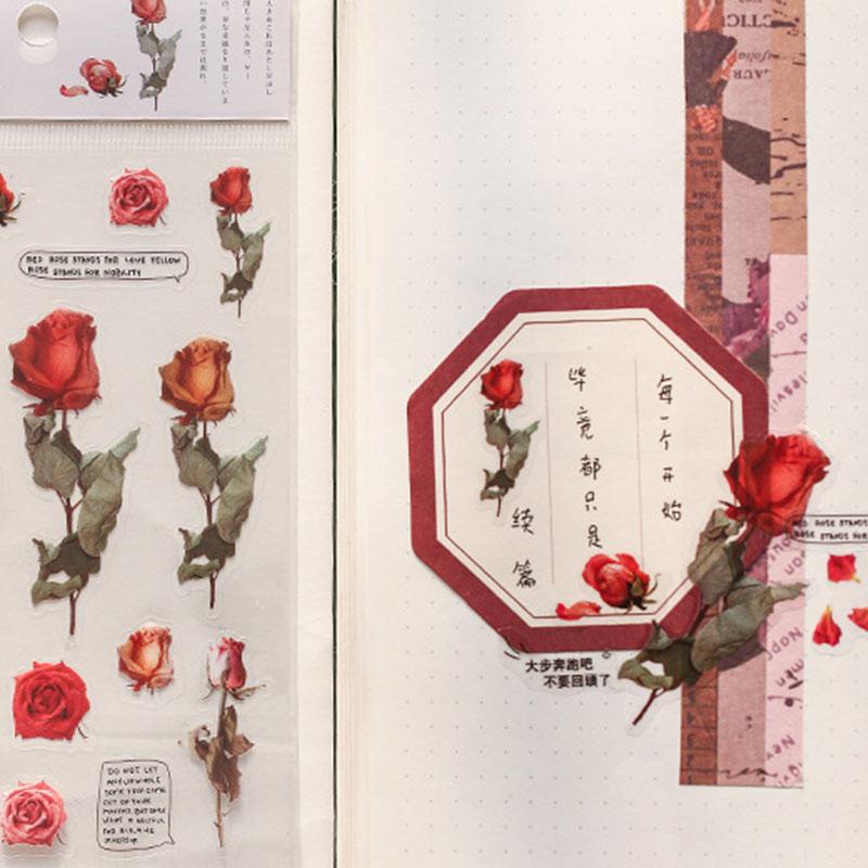 1 упаковка 12 дизайнов принадлежностей для скрапбукинга альбом дневник цветы листья ПЭТ наклейки прозрачные