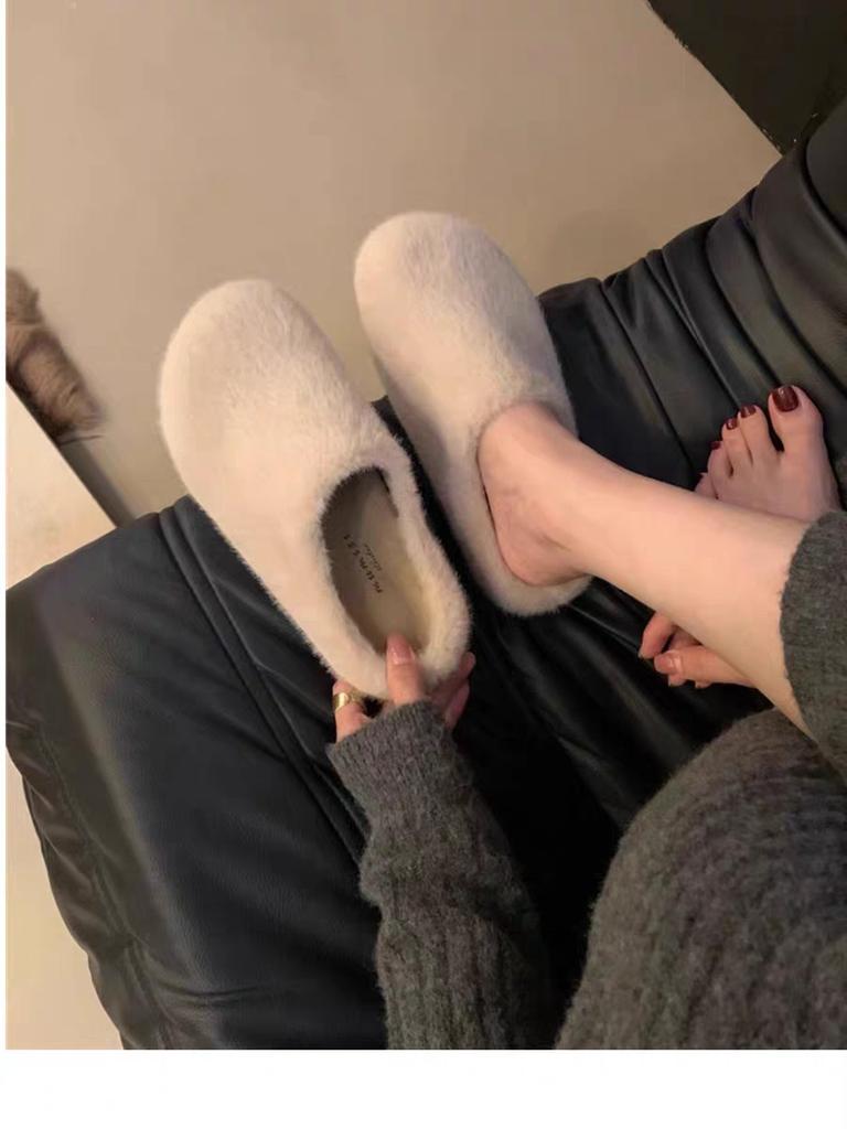 Интернет-знаменитость взрыв леопардовый принт сумка голова волосы тапочки женская одежда 2025 осень и зима новый ленивый один педаль толстая подошва половина лотка