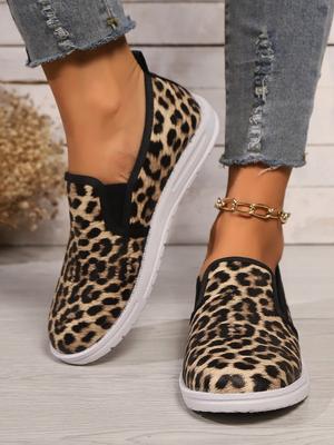Модные женские туфли на плоской подошве весна/осень с круглым носком на плоской подошве для женщин, леопардовые туфли-лоферы для улицы, офисные женские туфли без застежек