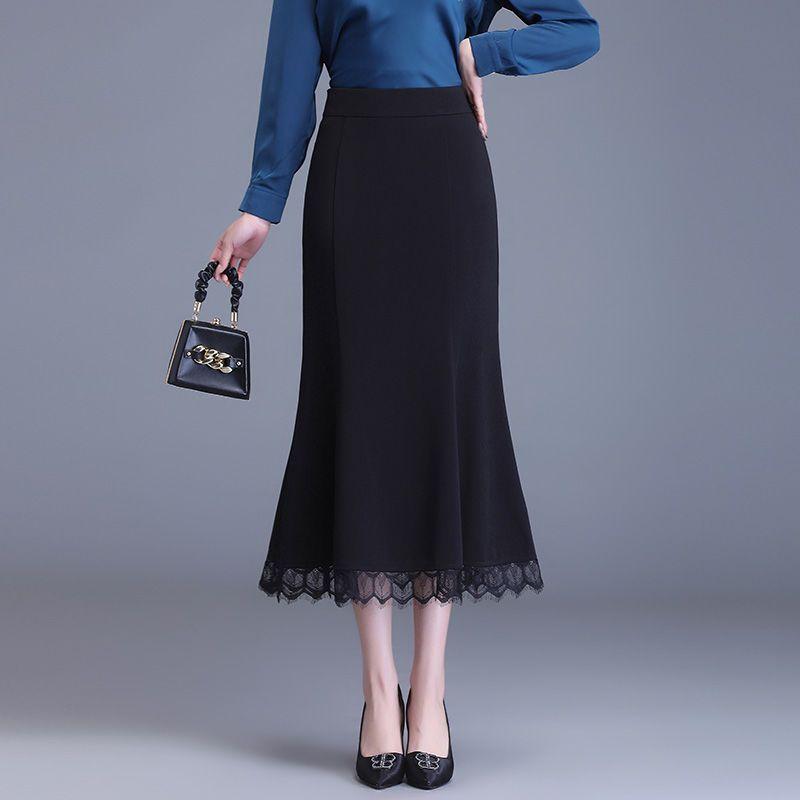 Женская юбка миди на весну и осень с высокой талией, юбка-рыбий хвост, облегающая бедра, юбка средней длины с высокой талией