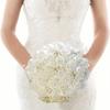 Satin Holding Toss Bridal Wedding Bouquet with Rhinestone Artificial Flowers Bouquet Handmade Satin Rose Bridal Bouquet Wedding Bouquets with Pearls