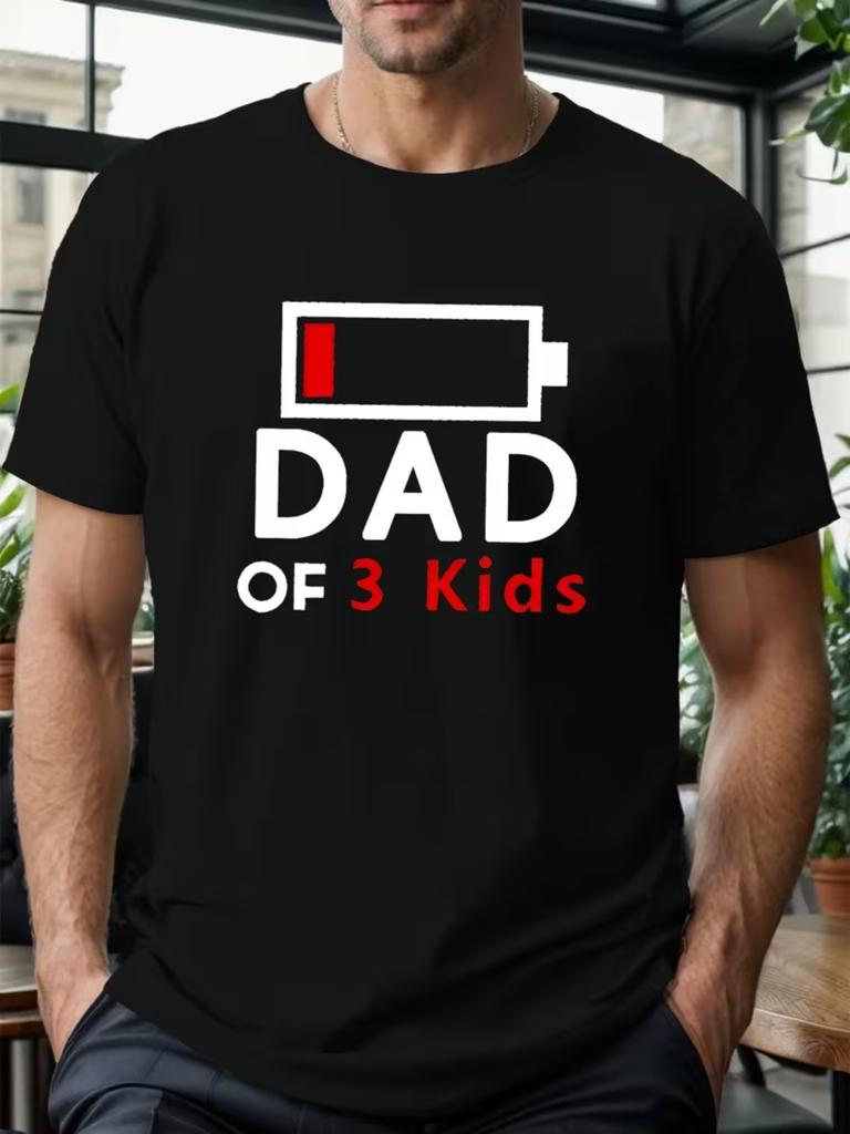 Mens DAD Of 3 Kids graphic print Tshirt outdoorsports style allseason fashionable shortsleeved Tshirt suitable for men