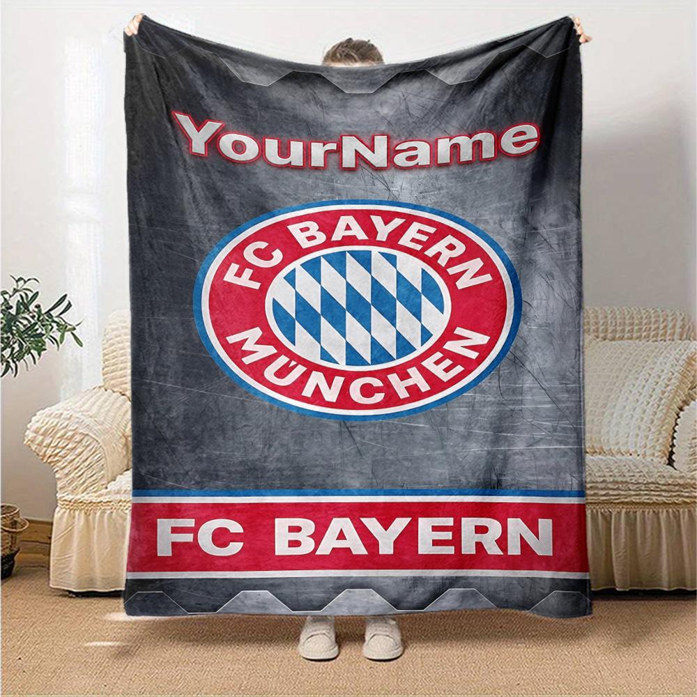 Bayern Munich Customize Text Blanket Throw Customizable Blanket Warmthful Decor Perfect for Bed Seaside Office Chair Couch Four Seasons Multipurpose