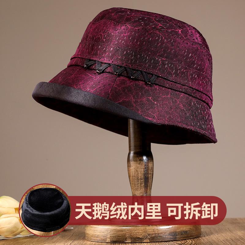 Осень и зима новая шляпа-клош для мамы среднего возраста, женская куполообразная теплая шляпа, универсальная утолщенная бархатная шляпа