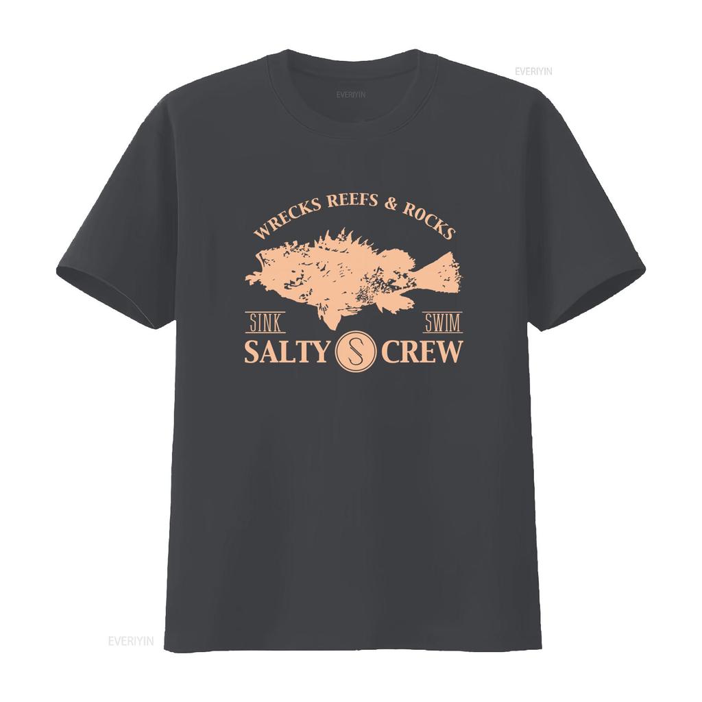 Мужская футболка Salty Crew Маленькая Черная 100% Хлопок Большие Рыбы Обломки Кораллы Скалы Затонувшие Плыть Дизайн винтажный Стильная Немного