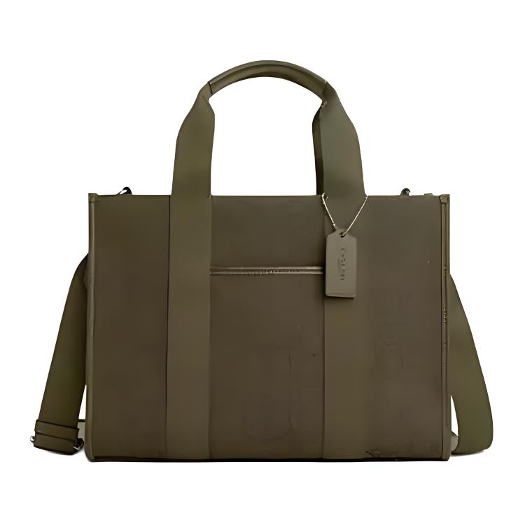 Coach Smith 34 Floral Logo Charm Adjustable Shoulder Strap Refined Calfskin Tote Shopping Bag Women tote Olive CY368-SVXAE