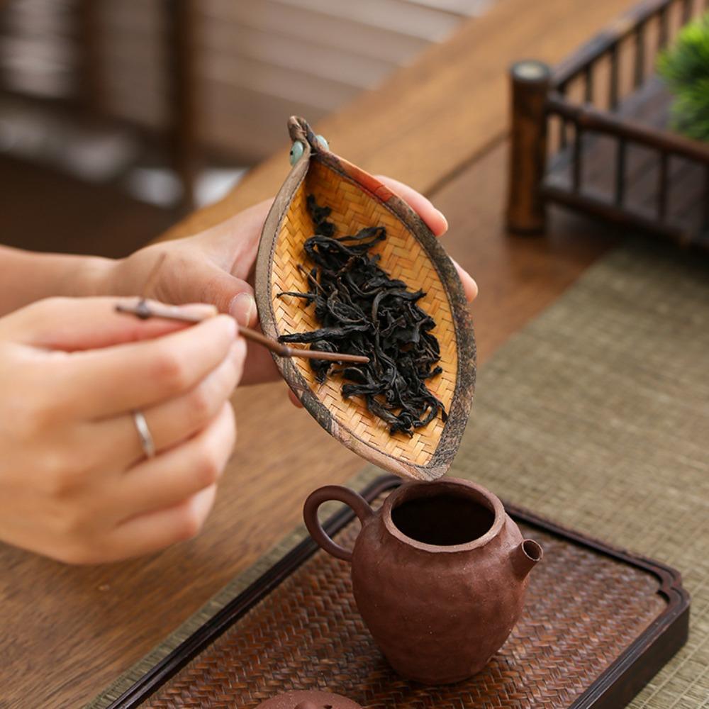 Аксессуары для Kung Fu Tea Плетеная из бамбука ситечко для чая Ретро Овальный совок для чайной пыли Китайский стиль Совок для чая Подарок
