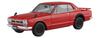 Aoshima Bunka Kyozaisha Rakupla Snap Car Series KPGC10 Skyline HT 1970 Красная пластиковая модель 1/24 2000GT-R с цветовой кодировкой 01-RE