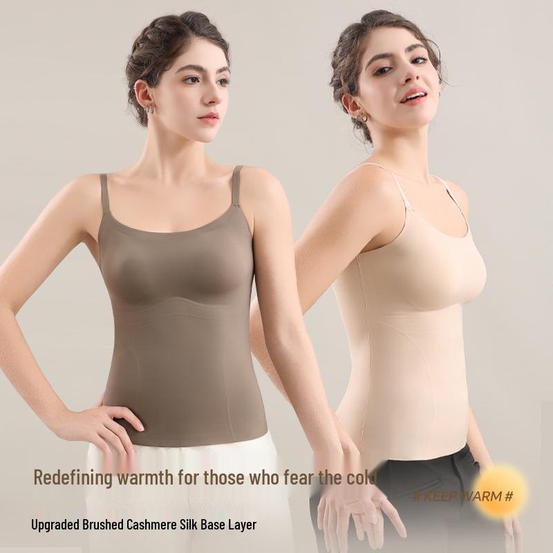 Женский базовый слой L3 из шерсти и шелка, фланелевый, с чашечками и покрытием