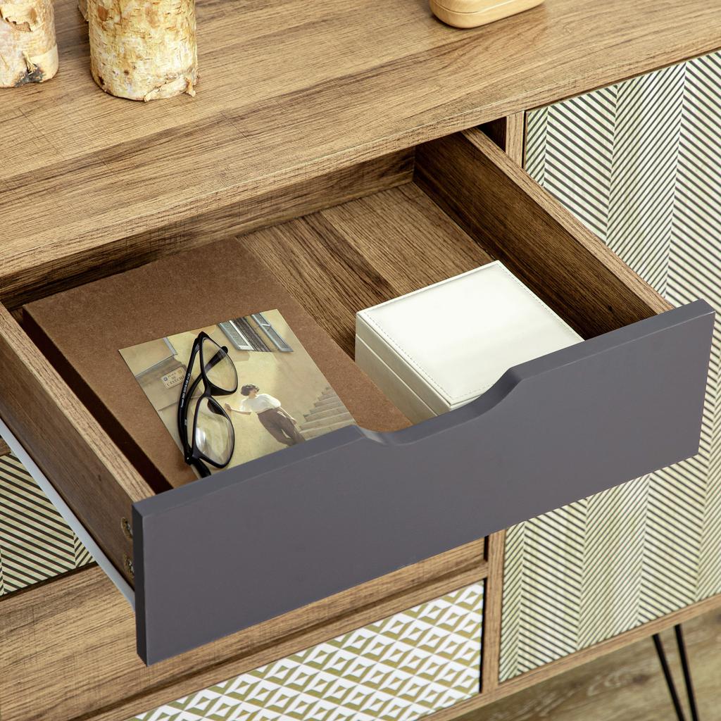 Storage Unit, 79 X 39 X 86 cm, Sideboard with 4 Drawers and 1 Cupboard, Brown, Chest of Drawers