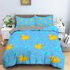 Cartoon Yellow Duck King Queen Duvet Cover Farm Lovely Animal Bedding Set Blue Bubble Quilt Cover Soft Polyester Comforter Cover