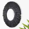 Round Black Boho Mirror 32cm