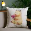 Cute Squirrel Cushion Cover Plush Fabric DoubleSided Printed Invisible Zipper Sofa Pillow Case Home Bedroom Decor