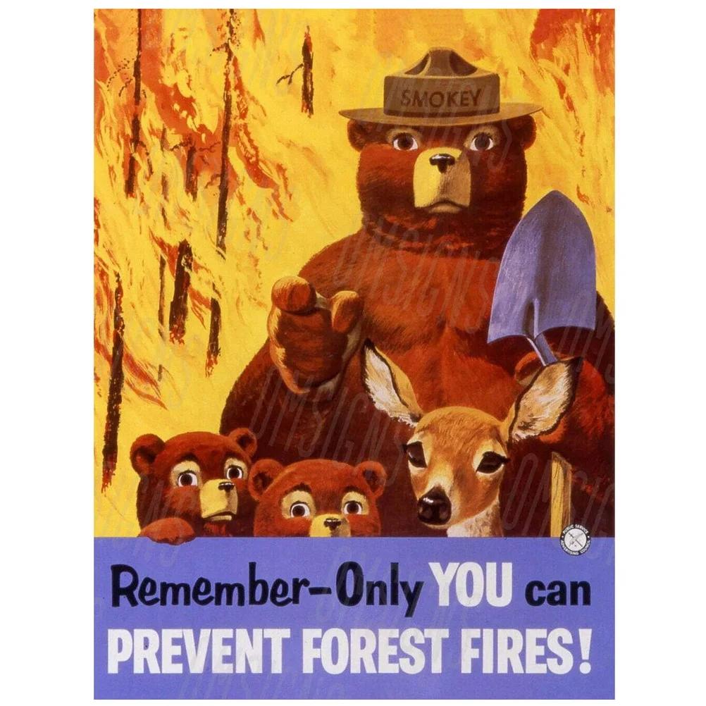 Warning Metal Tin Signs Plaque Prevent WildFires Wall Decoration Vintage Iron Painting Art Posters for Forest Home Cafe Club Bar