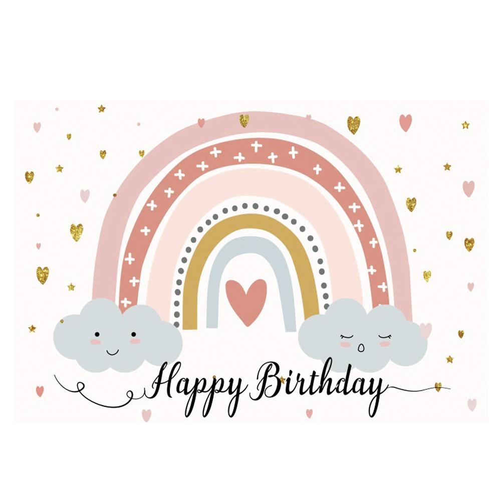 Bohemian Rainbow Themed Birthday Party Photography Background, Pink Grass Children's Baptism Decoration Photography Background12