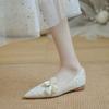 Flat Shoes Women's 2025 Autumn Versatile Gentle Shoes Bow Xiaoxiang Single Shoes Bridesmaid Shoes