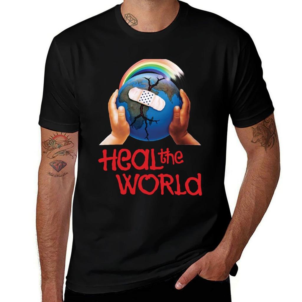 Heal The World Rainbow Globe Tshirt Simple Trendy Casual Tshirt