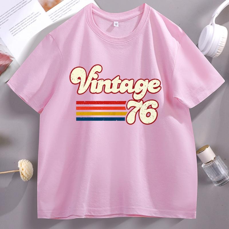 1976 Vintage Birthday Tshirt Cotton Short Sleeve 50th Birthday for Women Unisex Tshirt Printed Round Neck Short Sleeve Streetwear