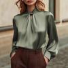Elegant Long Sleeve Blouse With Cutout Detail Loose Fit Womens Shirt Office Casual Wear