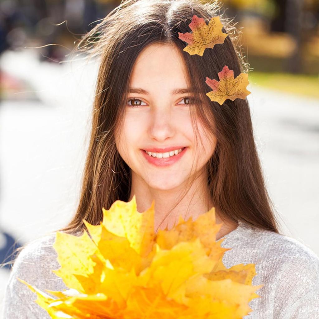 Thanksgiving Festival Theme Hair Clip Set of 10 for Women Girl Nonslip Leaf Barrettes All Age Party Props Hair Ornament