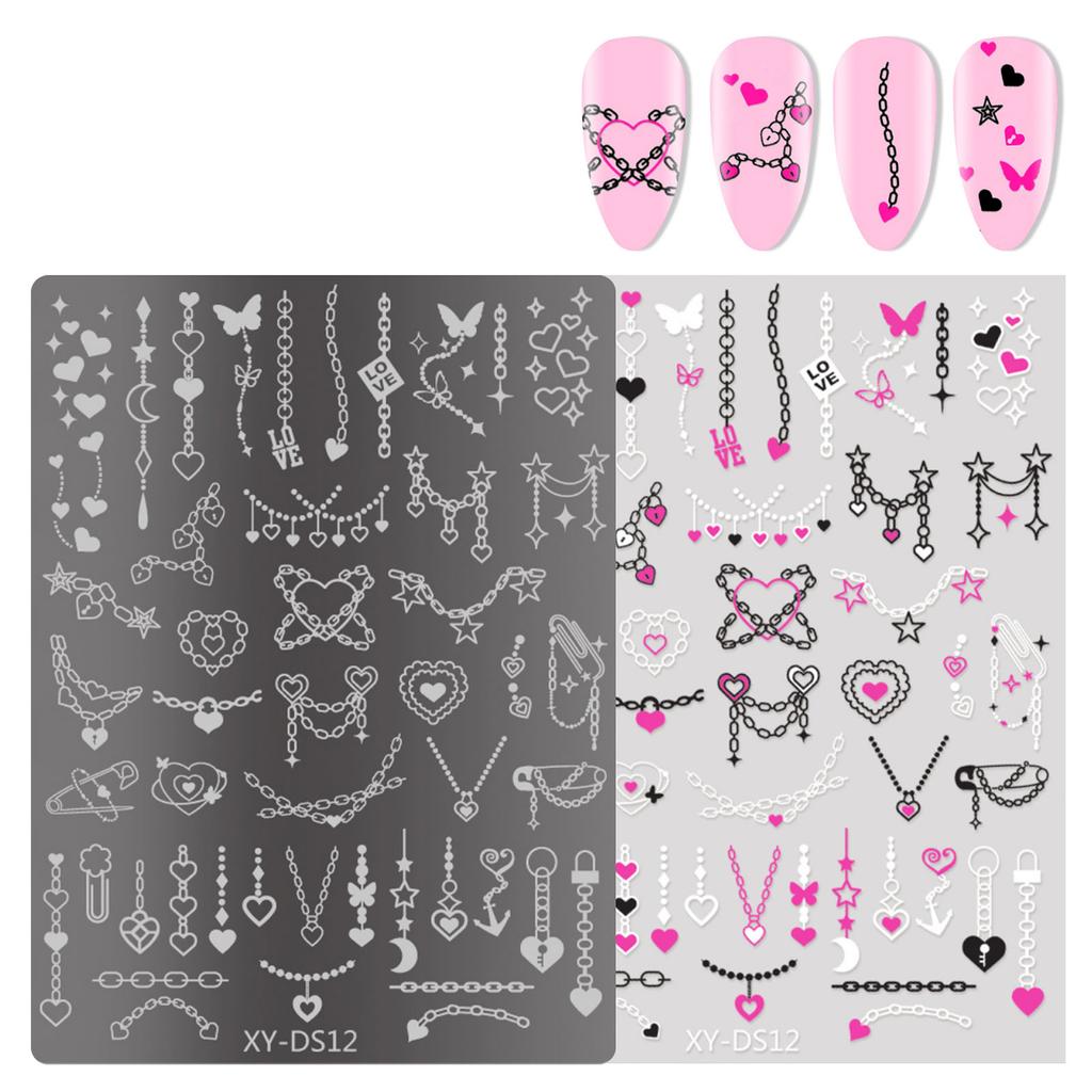 Butterfly Nails Stamp Templates French Tip Nails Stamping Plates Manicure Template Tool Flowers Nails Stencil Stamp