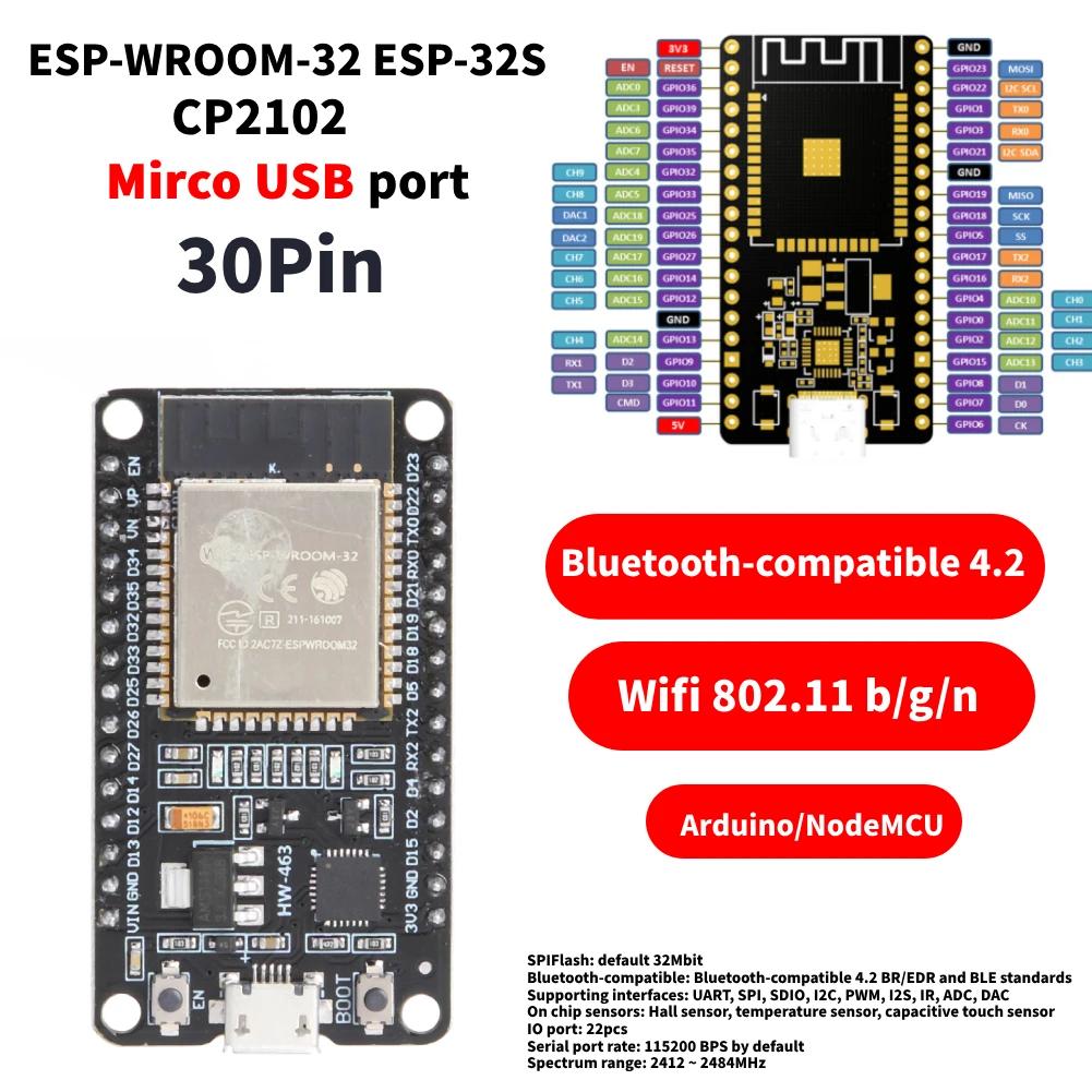 Плата разработки ESP32 WiFi+Bluetooth Совместимая Сверхнизкое энергопотребление Двухъядерный TYPE-C Модуль разработки ESP-32