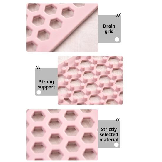 Silicone Sink Mat with Center Drain Heat-Resistant Flexible Non-Slip Design Easy To Clean
