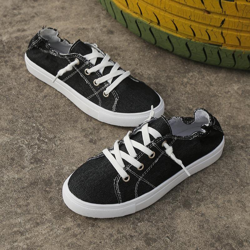 Весна и Осень Новые Повседневные Эластичные Женские Одинарные Туфли На Одном Педале Ленивые Модные Удобные Холщовые Туфли Женские