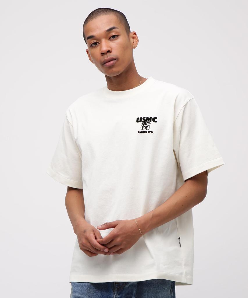 Мужская футболка Avirex USMC Bulldog с коротким рукавом, размер L, белая, 783-5234003
