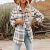 Женские клетчатые рубашки с начесом, фланелевая куртка с длинными рукавами и лацканами на пуговицах и карманами, фланелевая куртка, пальто