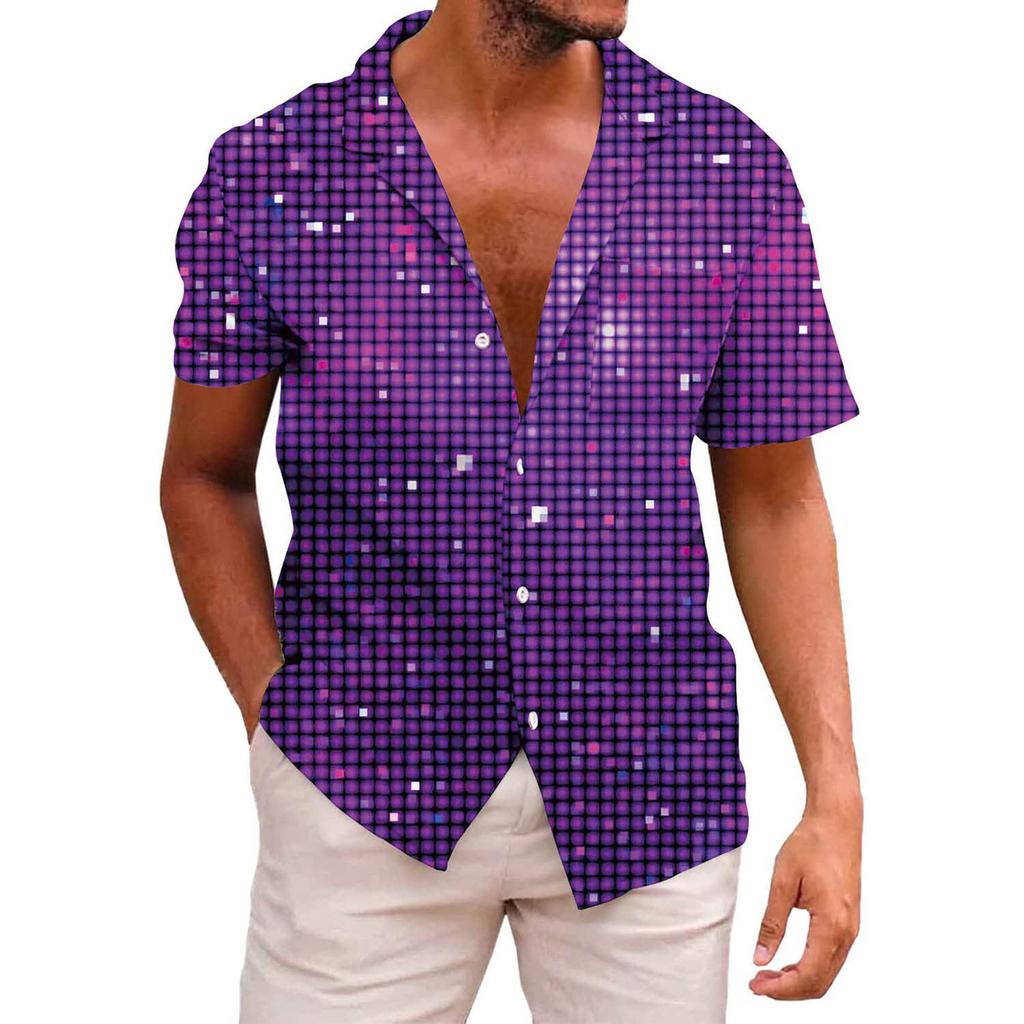 Мужская повседневная пляжная праздничная одежда с лацканами, модная рубашка, гавайская рубашка с короткими рукавами