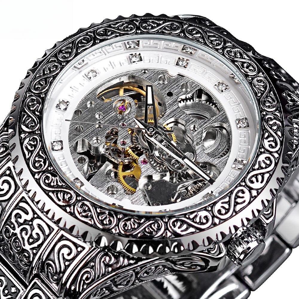 Mechanical Mens Watch Automatic Men Wristwatch Luxury Stainless Steel Skeleton Watches Gold