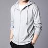 Spring and Autumn Men's Casual Solid Color Hooded Sweatshirt Cardigan