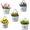 Home Decoration Iron Planter Flower Pot Wall Mounted Metal Bucket Hanging