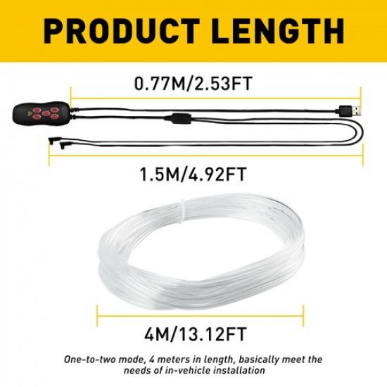 Interior 13FT Car Wire Auto Atmosphere Strip Light Decor LED Accessories Lamp